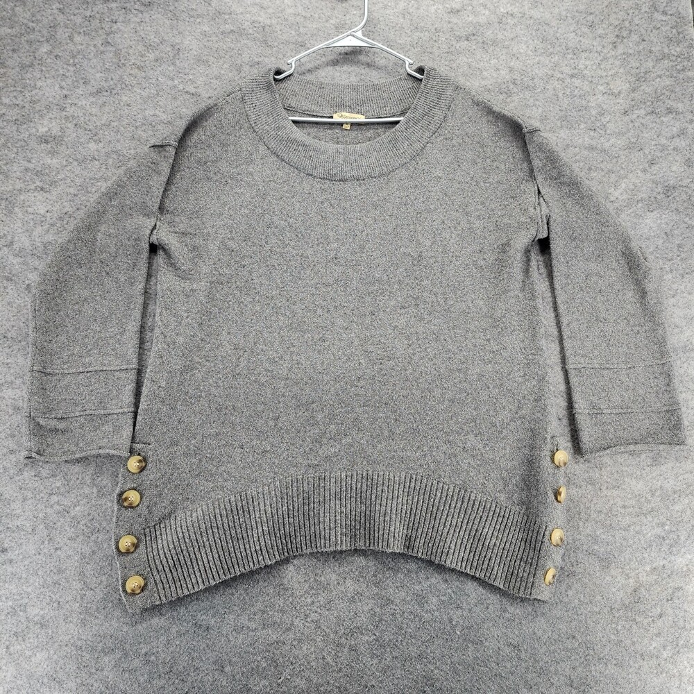 Democracy Sweater Womens Medium Side Button Gray